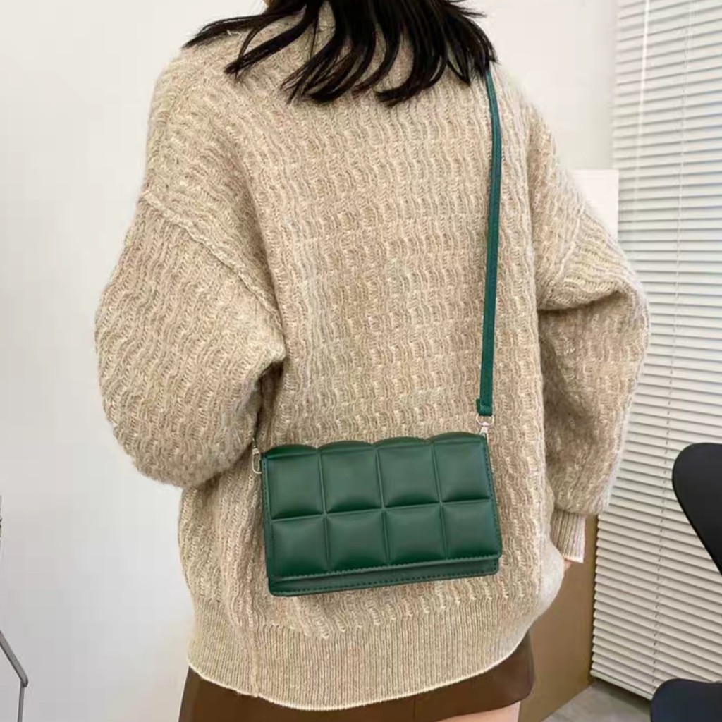 BJ72029 - BLACK/BROWN/GREEN/WHITE - TAS SLEMPANG SQUARE ROTI SOBEK MODEL KOTAK TAS WANITA FASHION IMPORT MODIS ELEGAN TERMURAH TERLARIS TERBARU BAGSTORE JAKARTA TAS BATAM CR7410 JTF12414