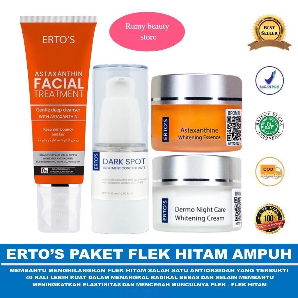 Paket Ertos Flek Bintik Hitam Ampuh 4 IN 1 (FACIAL TREATMENT NEW ASTAXANTHINE, DARK SPOT , DERMO NIG