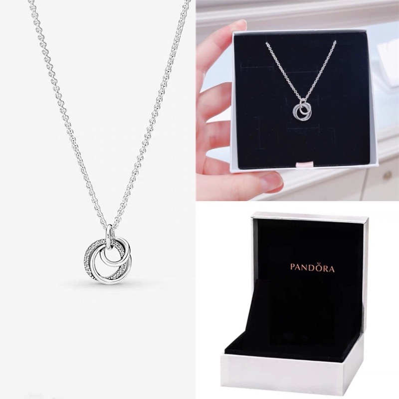 Pandora Kalung 925 Silver Dengan Liontin Bentuk Hati Kubik Zirkonia Untuk Wanita