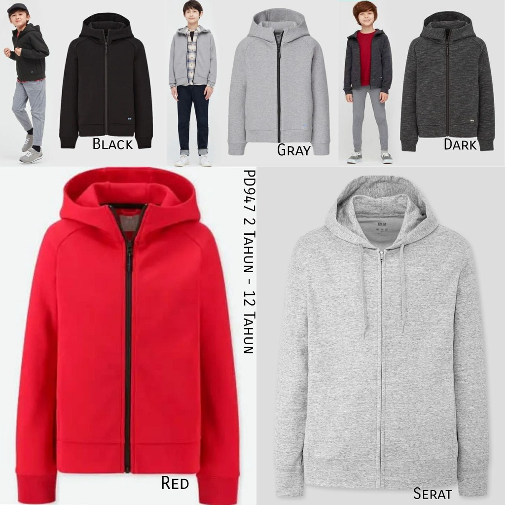 Harga PD947 Uniql* Jacket Jaket Anak Cowok Cewek Unisex Fleece Dark Red