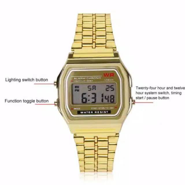 Bayar Di Tempat Jam Tangan Digital CS A-159 Rantai Gold Rosegold Silver Hitam