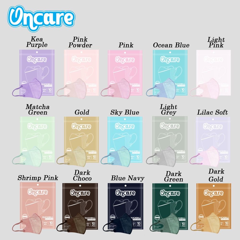 MASKER DUCKBILL WARNA ON CARE 3 PLY ISI 10 PCS