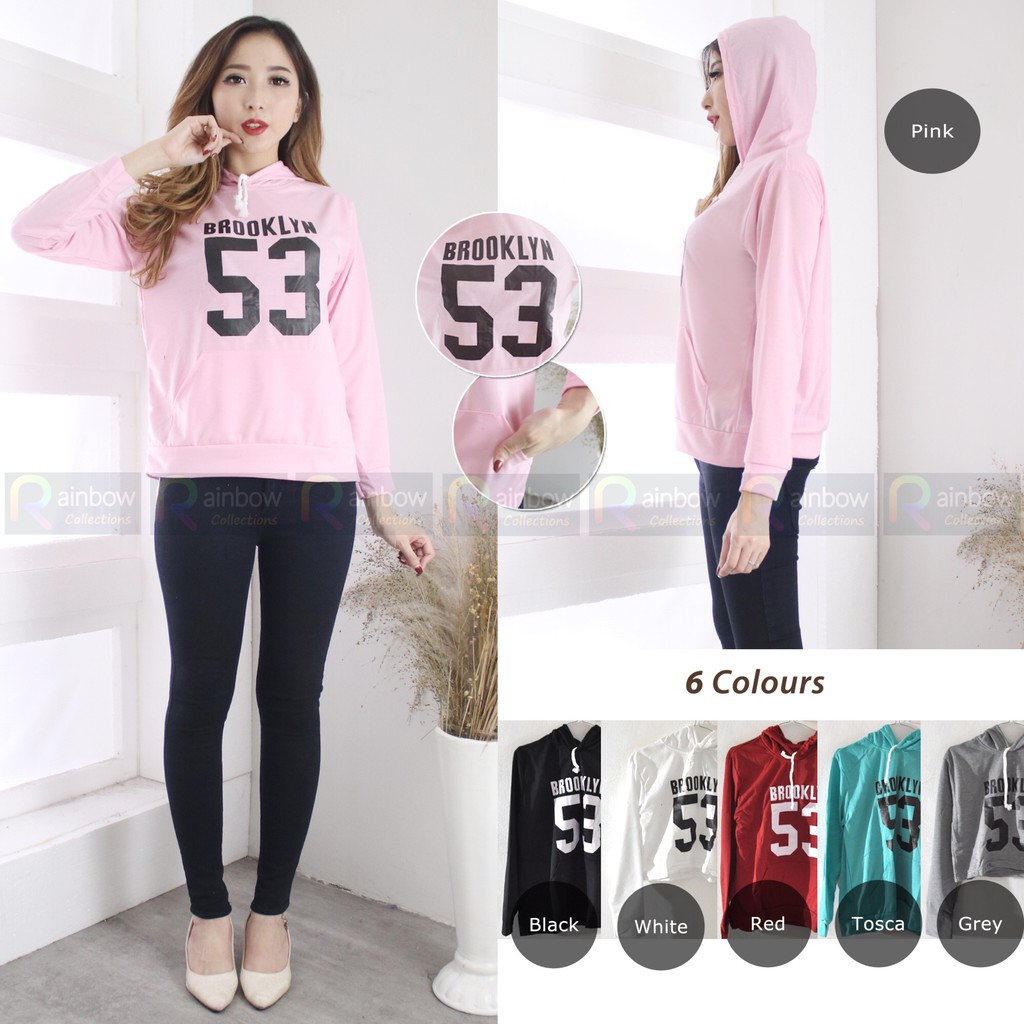 SWEATER KANTONG HOODIE JUMPER WANITA - BROOKLYN 53