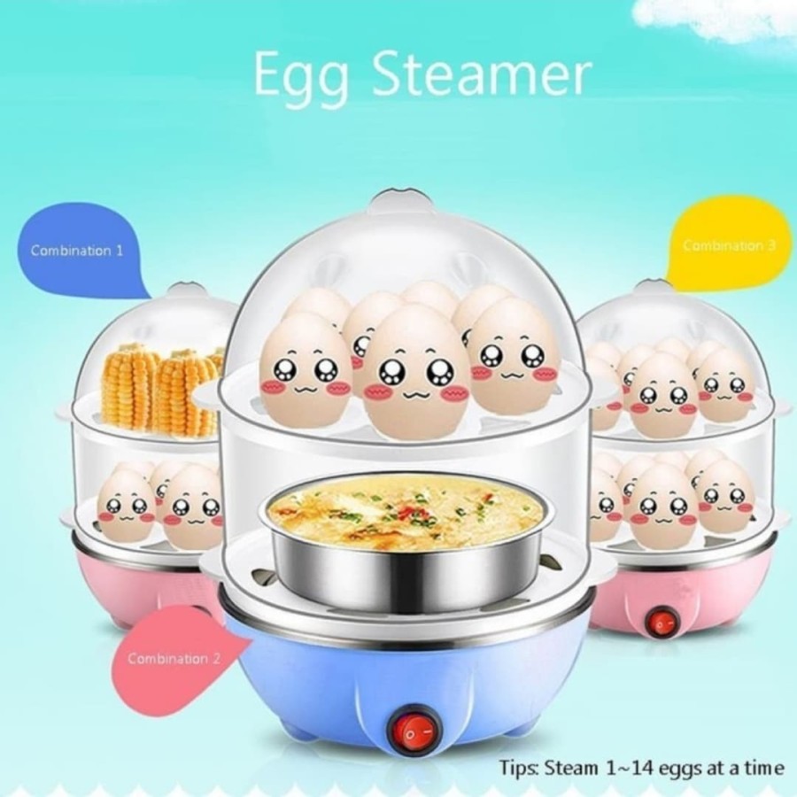 Egg Boiler 2 susun - Alat Kukus Telur Roti Sebaguna - Streamer Kue