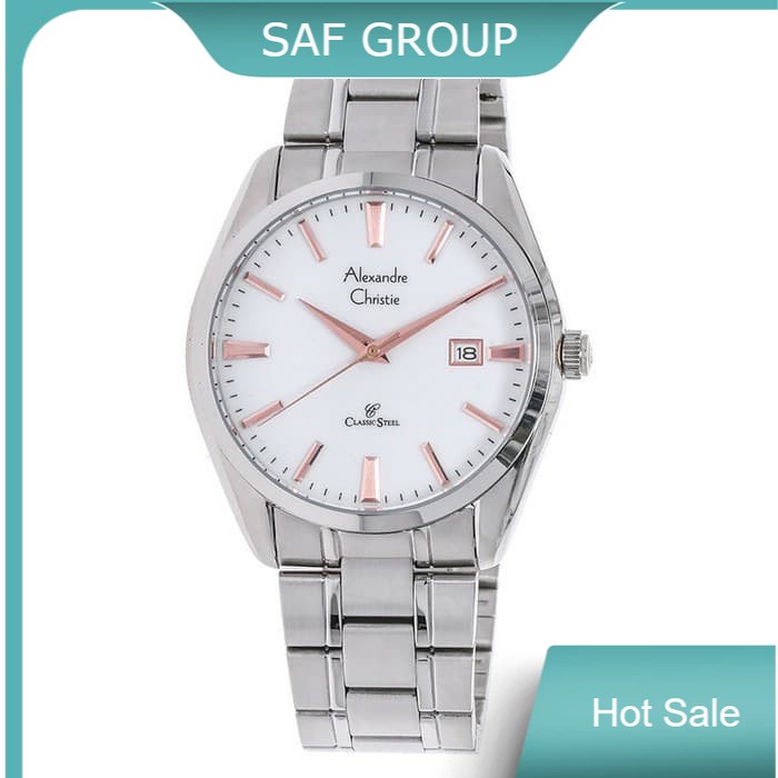 JAM TANGAN PRIA ALEXANDRE CHRISTIE AC 8515 / AC8515 SILVER WHITE LIST ROSEGOLD ORIGINAL by plp