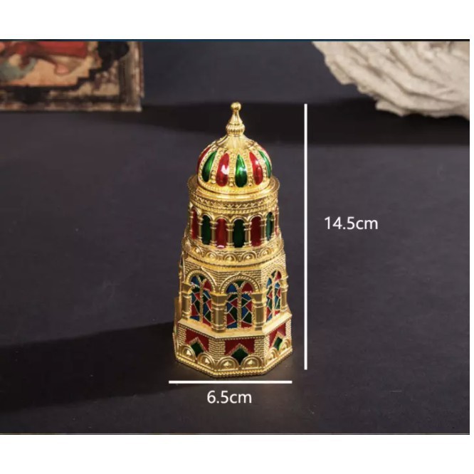 Tempat Tusuk Gigi Arabian Gold Vintage Telur/Masjid Toothpick Holder