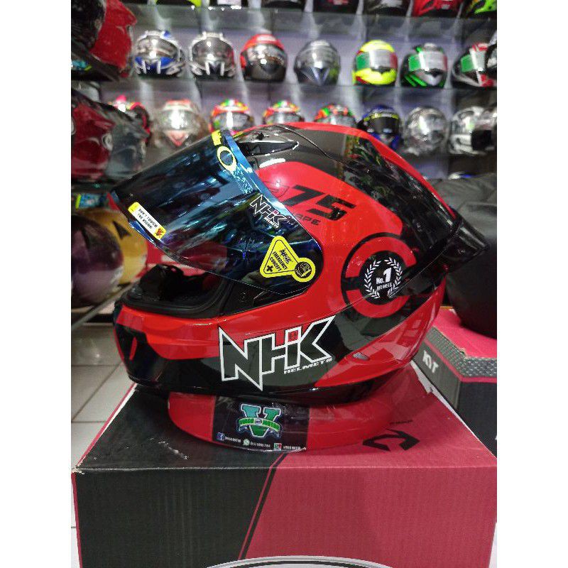 NHK HELM GP1000 MOTIF R75 BLACK RED PAKET GANTENG