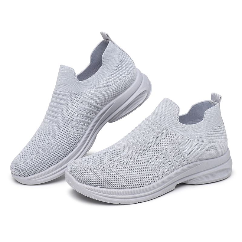 [GROSIR][COD] SEVEN_DAY SEPATU RAJUT SLIP ON WANITA OLAHRAGA TANPA TALI SPORT SHOES ABU A-6613