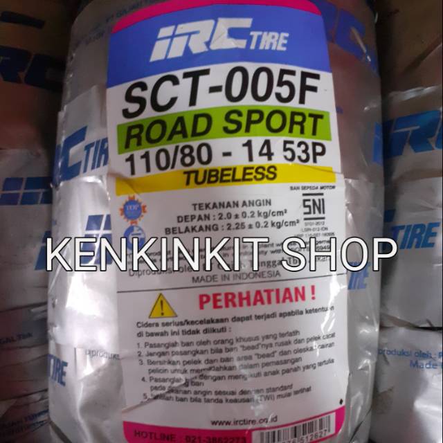 BAN AEROX 155 DEPAN - IRC 110/80-14 ,110/70-14 TUBELESS - PILIH VARIAN