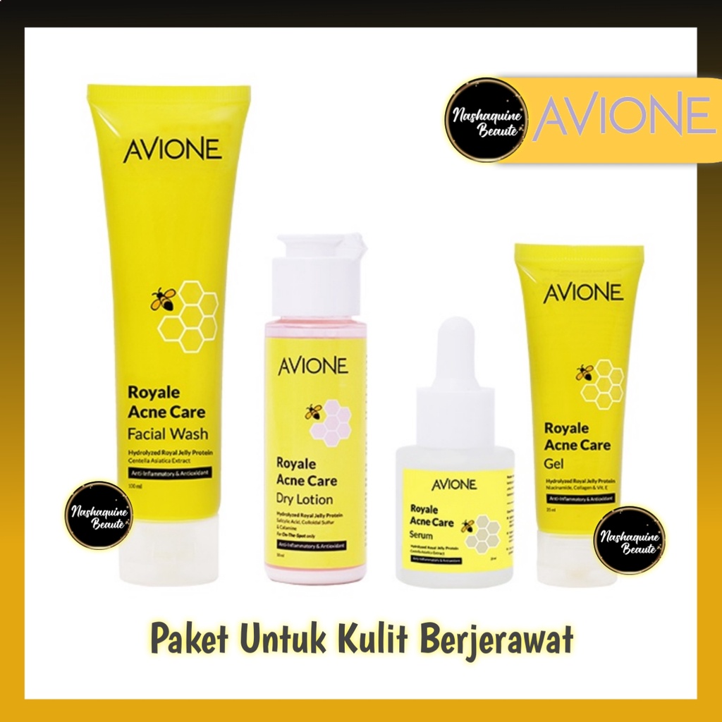 Avione Royale Acne Care - Paket Wajah Berjerawat - Facial Foam, Dry Lotion, Serum, Gel (Moisturizer)