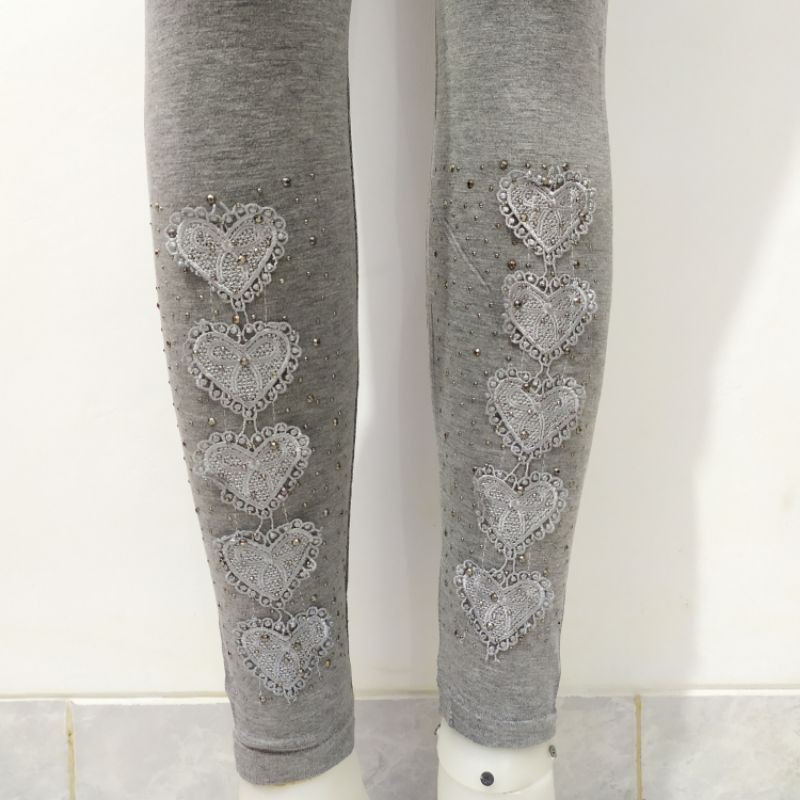 Legging import terlaris motif bordir love timbul