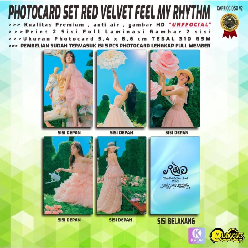 PHOTOCARD SET KPOP PREMIUM RED VELVET / FEEL MY RHYTHM / PRINT 2 SISI FULL LAMINASI GLOSSY