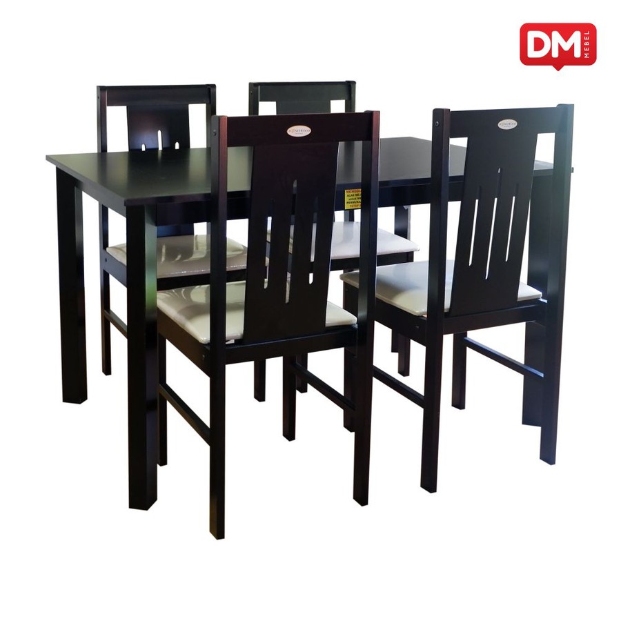 Meja Makan HONEY WOOD DT PLAIN 4 KURSI - DM Mebel