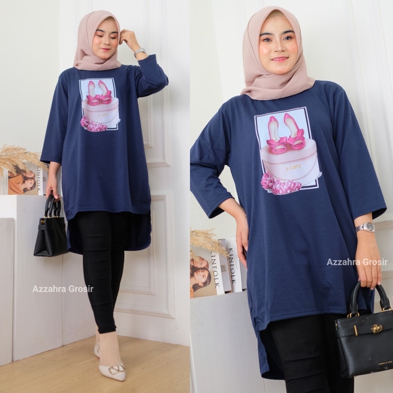 Gift Tunik - Tunik Jumbo Babyterry Spandex Print DTS LD110 Oversize Tangan 7/8 / 366-6933