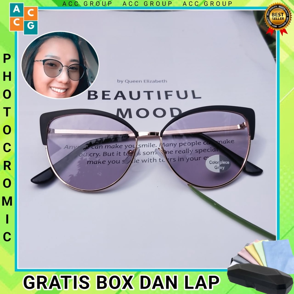 PHOTOCROMIC FREE BOX DAN LAP NEW OVAL TITANIUM KOREAN WANITA PRIA MURAH TAHAN LAMA