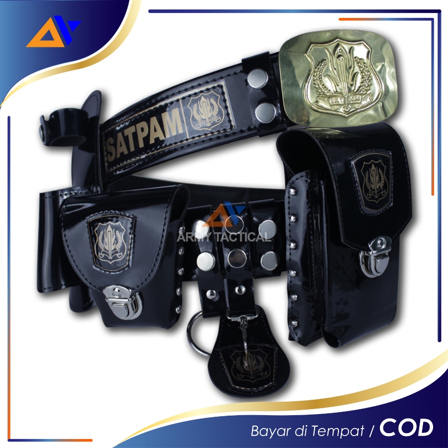 Kopel Sabuk Satpam Security Fullset dan Kepala Bangkol Ikat Pinggang Hitam Pria - KS011