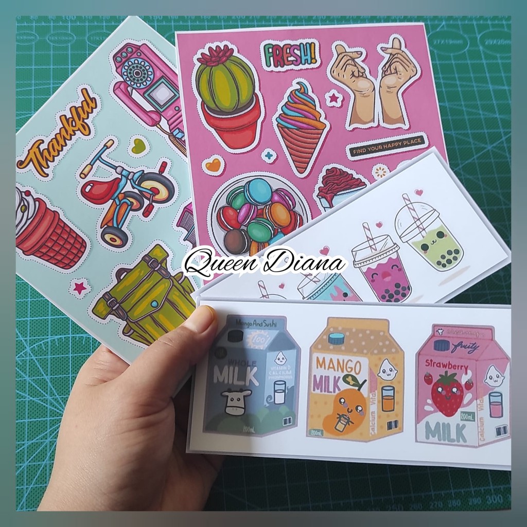 

6 lembar Stiker label aksesoris aesthetic sticker hp laptop sticker hiasan NO CUTTING