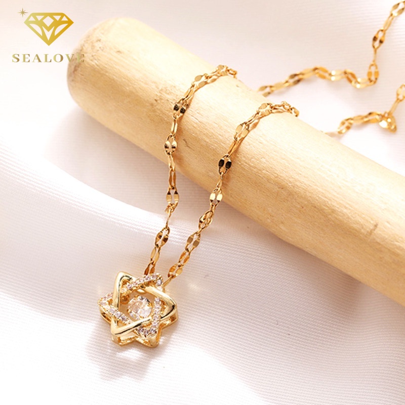 Kalung Titanium Wanita Anti Karat Bintang Liontin Berlian Liontin Grosir Korea Fashion Aksesoris