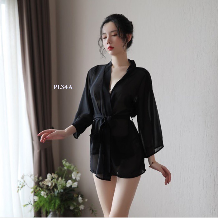 [PRODUK FAVORIT] KIMONO WANITA LACE HITAM PL34A