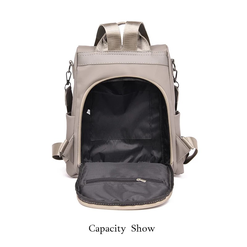 Tas Ransel Wanita Anti Maling Backpack Korea Impor Tas Khaki Hitam SEDNA - WTS-03 - Dunia Tas123