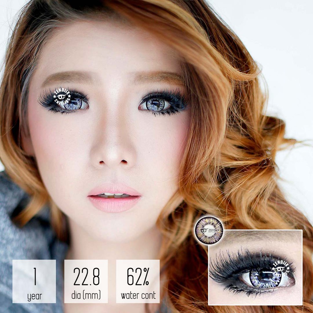 Softlens DOLLY EYE GLAMOUR Warna GREY Normal Beda Minus