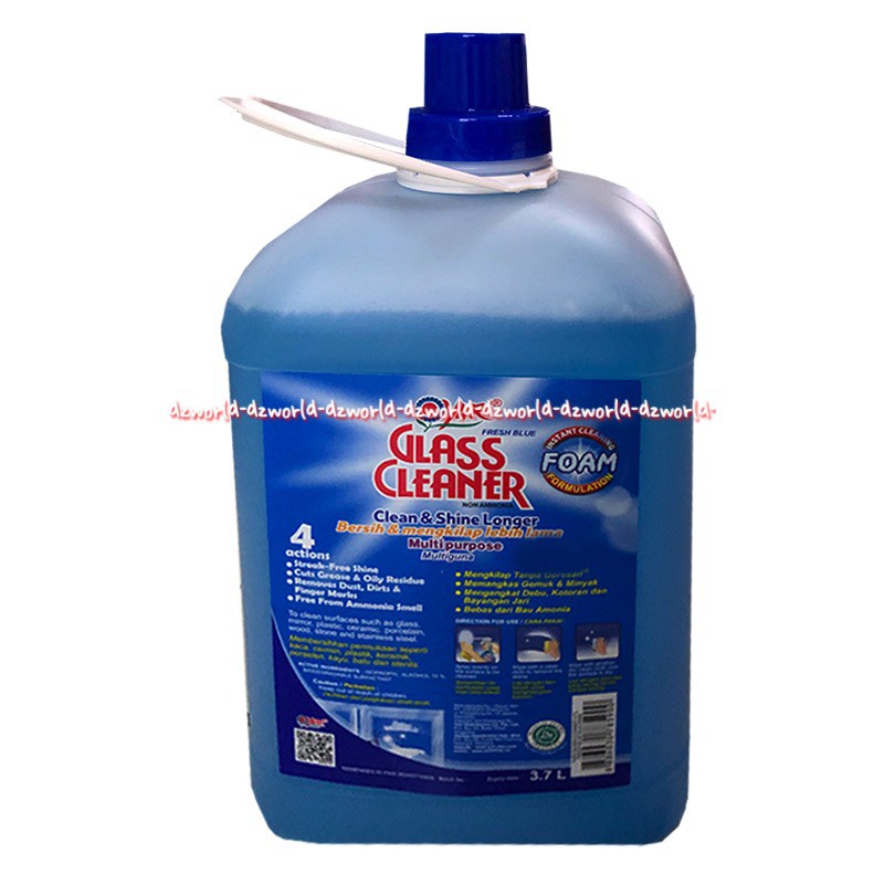 Yuri Glass Cleaner Blue &amp; Shine Lemon Cairan Pembersih Kaca Foam 3.7L Galon