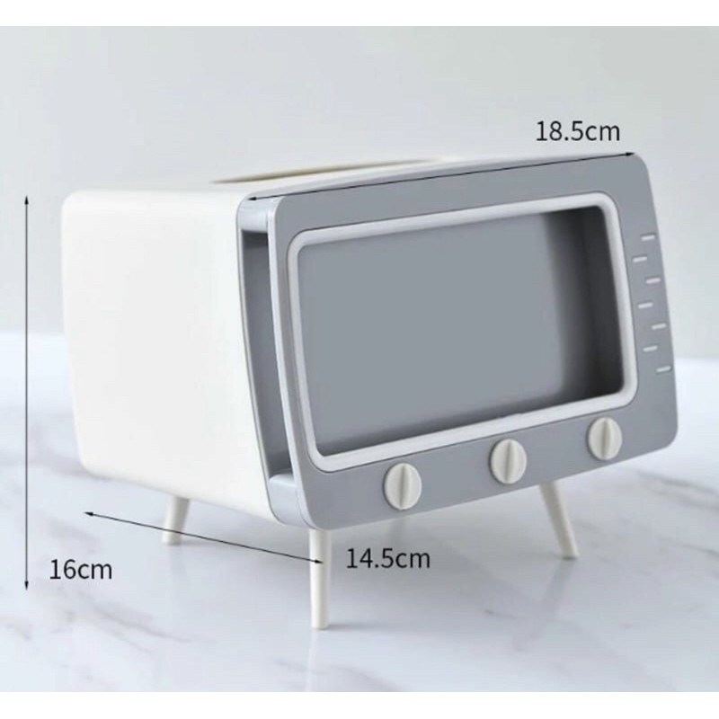 INFY Kotak Tissue Box Organizer Bentuk TV Tempat Tisu + Stand Phone Holder / Home Office Décor R276