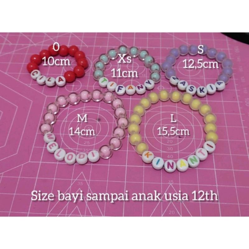 Gelang Nama Anak Perempuan PAKAI NAMA - Mote Moza 8mm