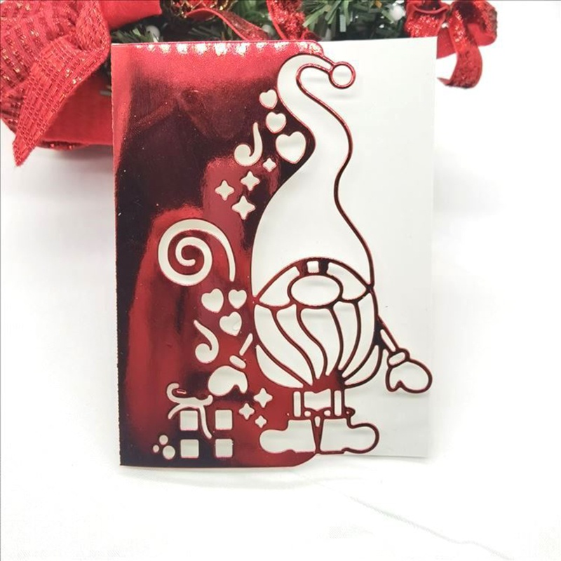 Stensil Cutting Dies Bahan Logam Desain Gnome Santa Natal Untuk Scrapbook Album Kertas