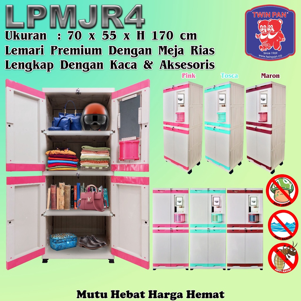 Tabitha Diamond - Lemari Pakain Plastik Tabitha Kunci Lemari Kaca Minimalis Cabinet