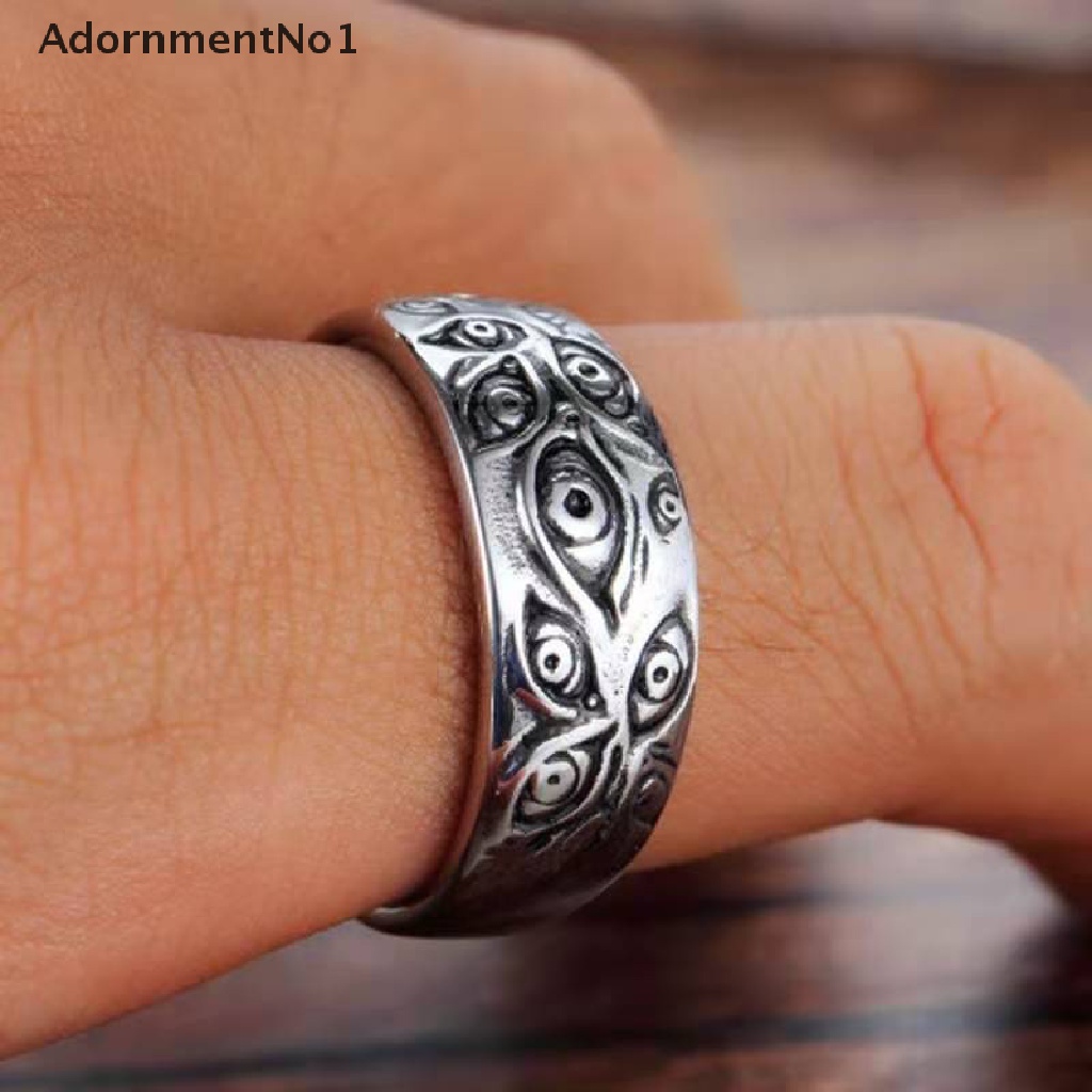 (AdornmentNo1) Cincin Gaya Vintage Punk Rock Hip Hop Motif Ukiran Mata Untuk Perhiasan Pria / Wanita