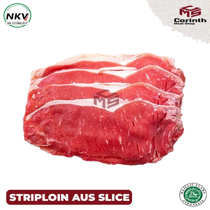 

STRIPLOIN AUS SLICE - SLICED BEEF - DAGING DAPI HALAL PREMIUM 250 GRAM