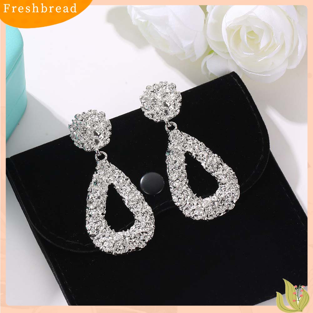 Fresh| Anting Tusuk Gantung Wanita Desain Tetesan Air Hollow Emboss Gaya Bohemian Untuk Hadiah