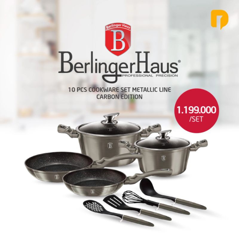Grosir Bukittinggi Berlinger Haus Panci Sultan 10 pcs Cookware Set Carbon Edition