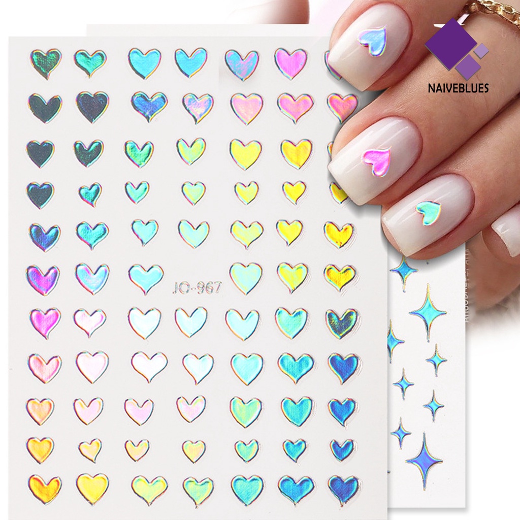 Naiveblue &gt; Stiker Kuku Motif Kupu-Kupu / Bunga / Hati Tahan Air Untuk Nail Art / Manicure DIY