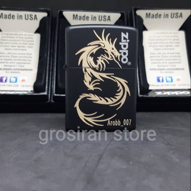 Zippo naga dragon custom ukir grafir nama