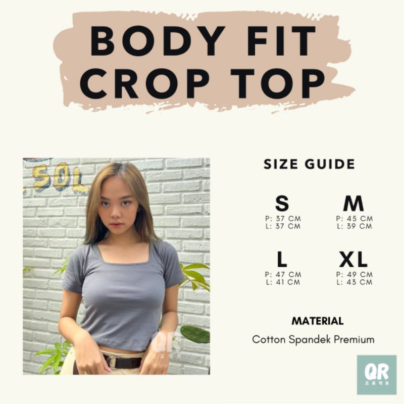 CROP TOP POLOS WANITA COTTON SPANDEX PREMIUM CROP TEE KOREA