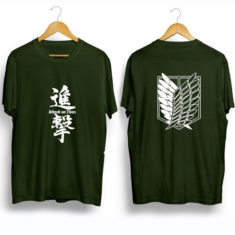 Kaos ATTACK ON TITAN SHINGEKI NO KYOJIN SNK EREN YEAGER MIKASA ACKERMAN BAJU ANIME JEPANG