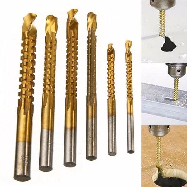 6 PCS MATA BOR GERGAJI POTONG HSS TITANIUM COATED SATU SET 6 PCS