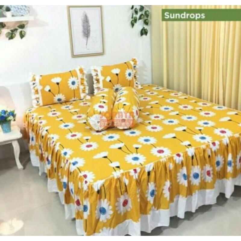 Sprei rumbai motif SUNDROPS Ukuran 100x200-200x200