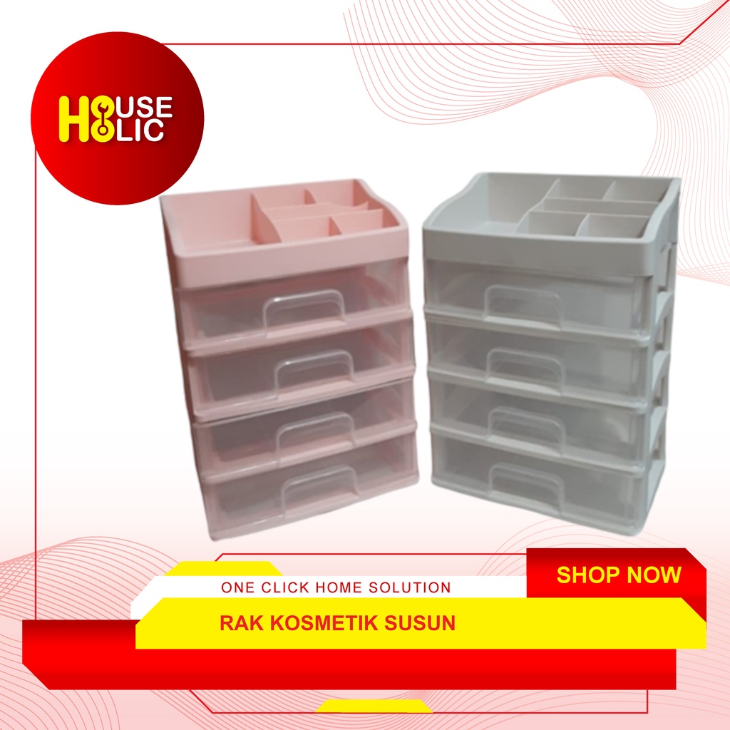 Rak Kosmetik 4 Susun / Laci Tempat Makeup Box Storage Make Up Cosmetic