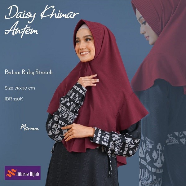 NIBRAS HIJAB DAISY KHIMAR ANTEM BAHAN RUBY STRETCH JILBAB INSTAN SYARI POLOS MUSLIMAH