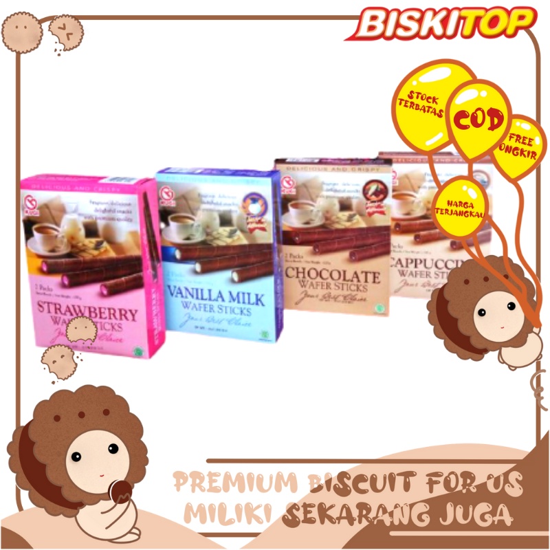 

BISKITOP - KUGI WAFER STICK 120g Biskuit Kue Kering Anak Dewasa Enak Renyah Biscuit Rasa Kopi Coklat