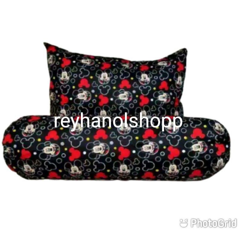 Sarung bantal sarung guling set motif karakter size: 45x60/32x90