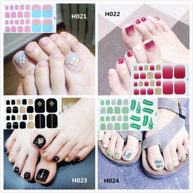 Stiker kuku kaki gadis Jepang yang manis dan indah 22PCS/SET H Stiker kuku jari kaki