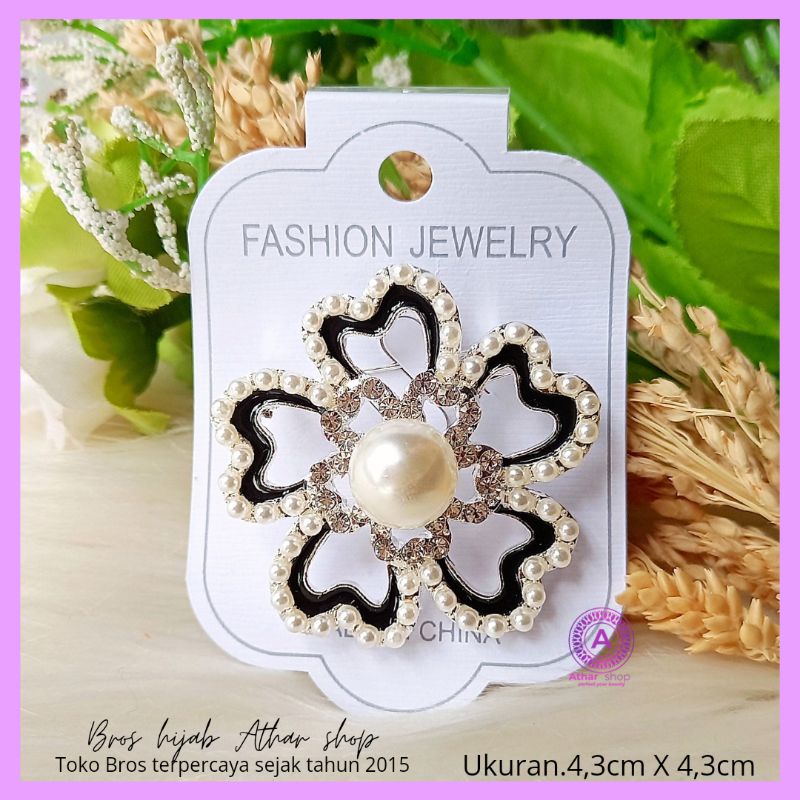 Athar shop COD Bros mutiara kristal fashion korea aksesoris fashion pin bros tuspin-Blackflow 03 silver