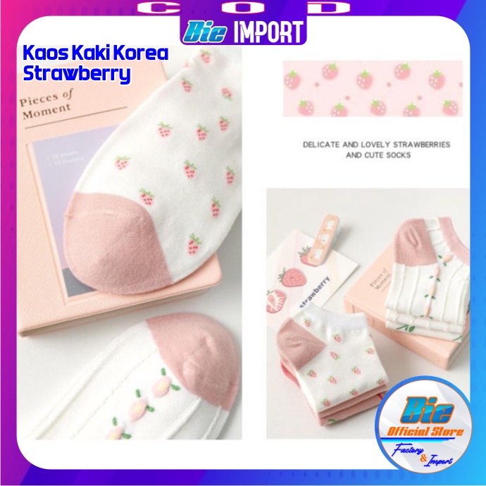 Kaos Kaki Korea Motif Strawberry Impor Korean Style Best Seller