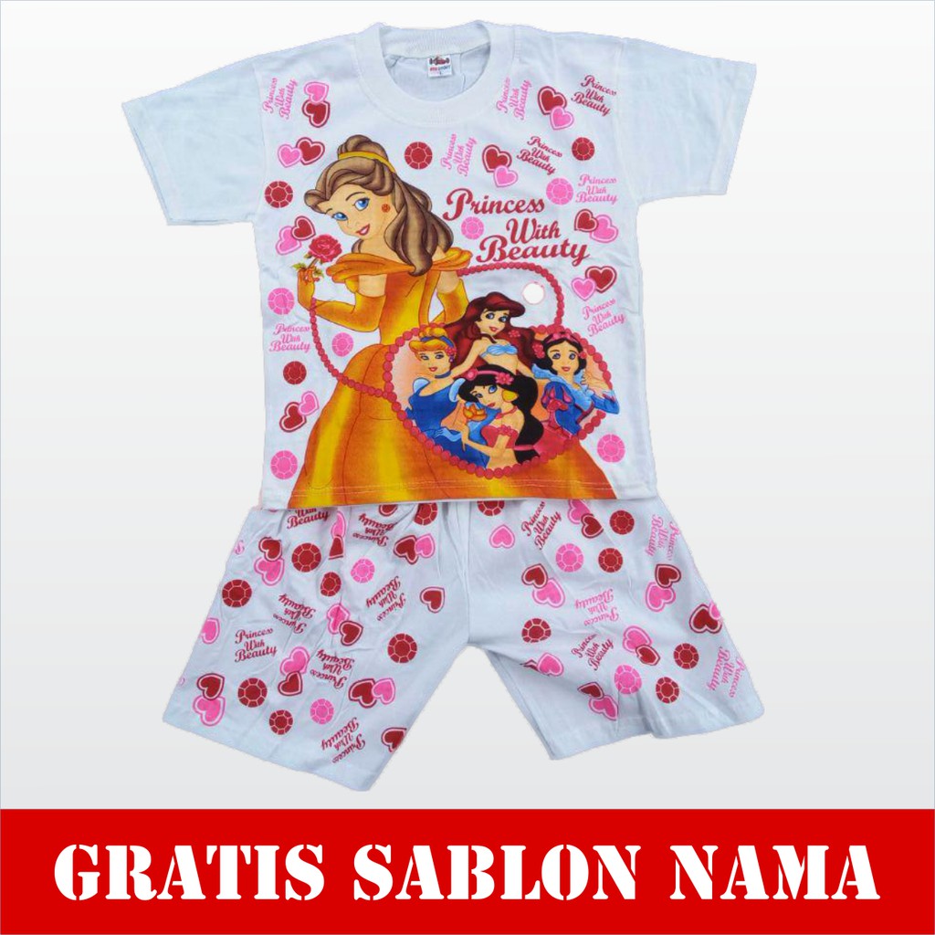 Baju Anak Setelan Princes Setelan Perempuan Murah Gratis Custom Nama