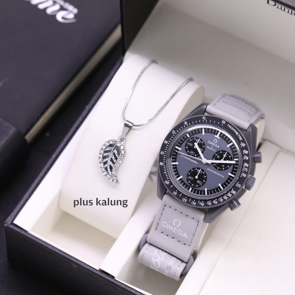 Jam Tangan Wanita Fashion L3859S Tali Kulit Chrono Variasi Free Box Kalung &amp; Baterai