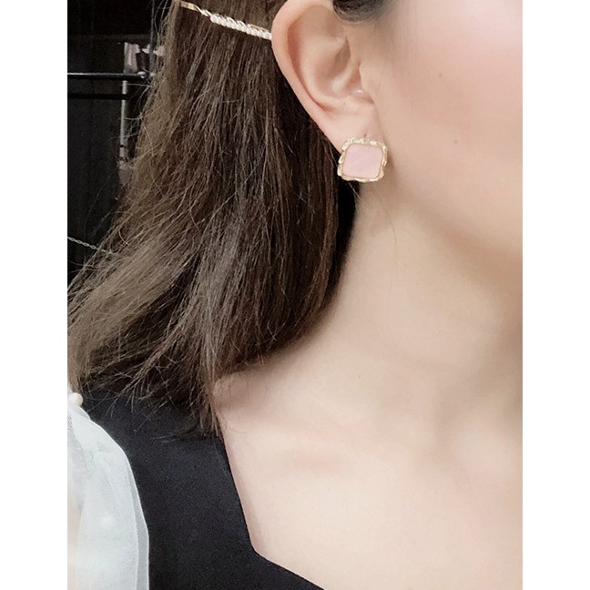 LRC Anting Tusuk Fashion Square Resin Alloy Earrings K49028